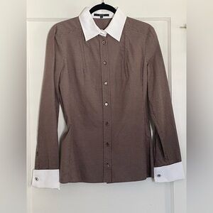 Gucci CUTE Brown tailored Checkered Shirt with White Collar